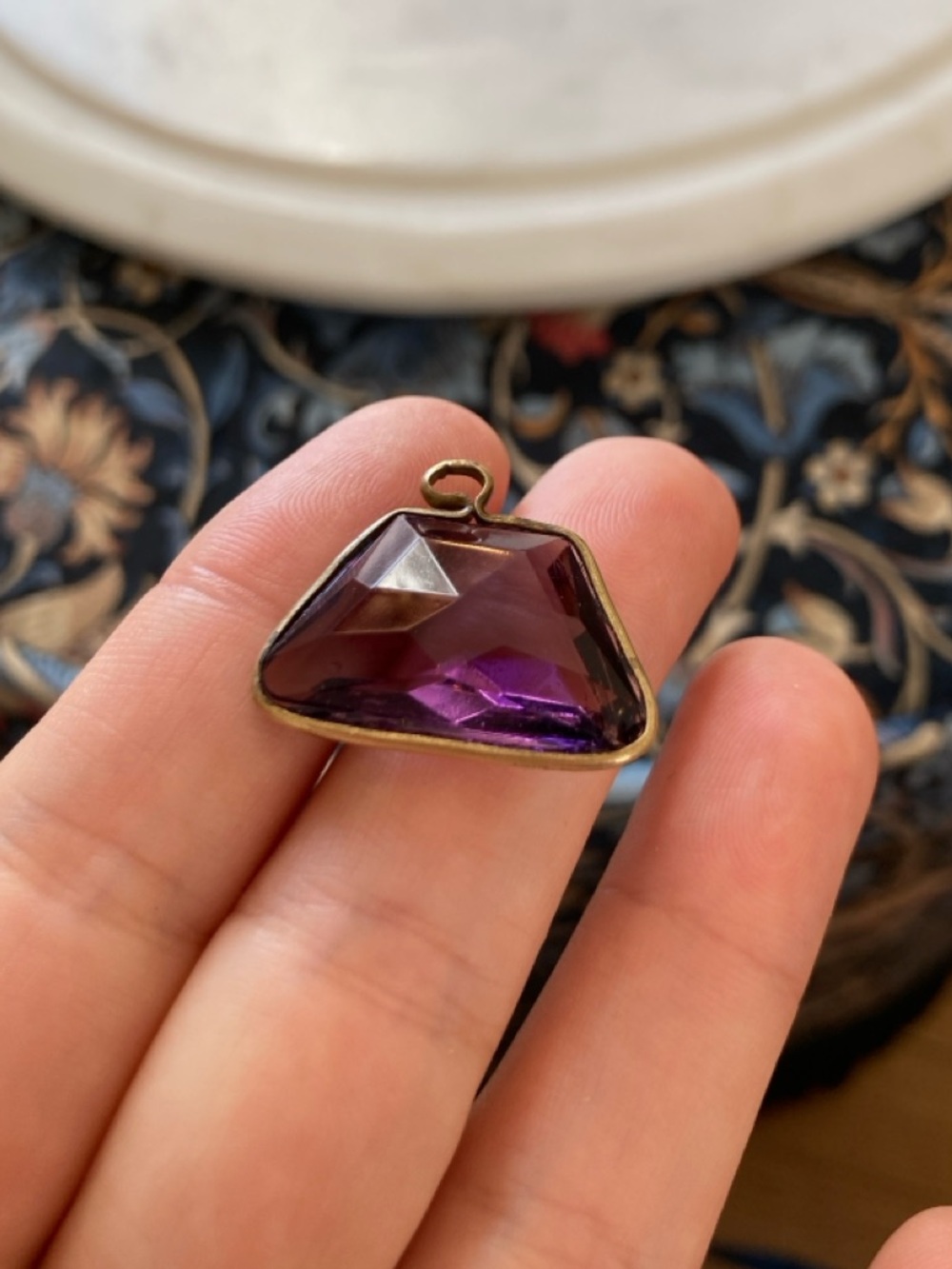 Antique Victorian Bezel Set Faceted Paste Glass Fob Charm Pendant - Picture 7 of 8